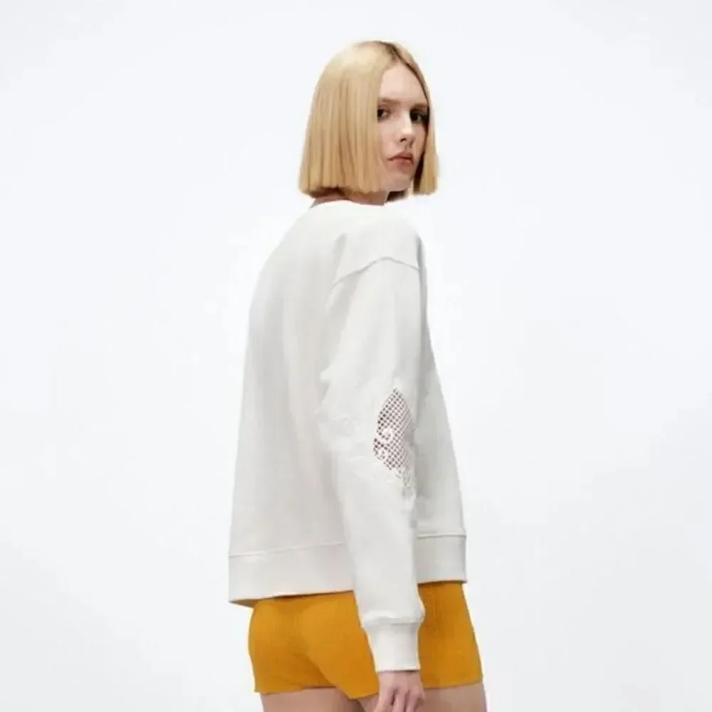 ZARA EMBROIDERED EYELET SWEATSHIRT‎